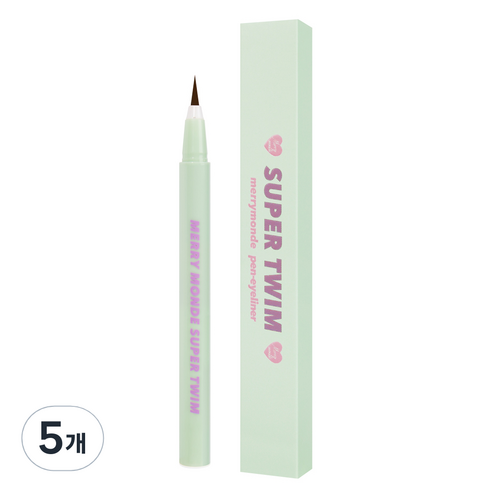메리몽드 슈퍼트임 펜 아이라이너 0.5g, 02 초코브라우니, 5개