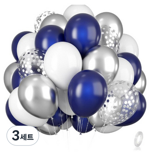 만들하비 컨페티 풍선 세트, 블루실버, 3세트