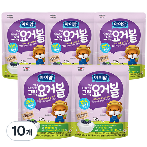 일동후디스 아이얌 그릭 요거볼, 블루베리맛, 20g, 10개