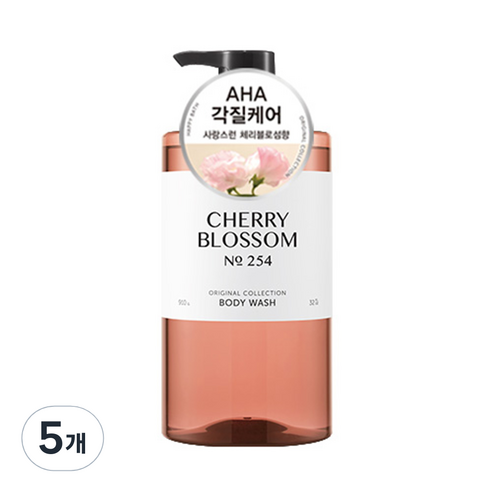 해피바스 오리지널 컬렉션 바디워시 체리블로섬향, 910g, 5개