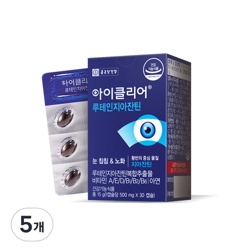 눈 종근당건강 아이클리어 루테인 지아잔틴, 30정, 5개