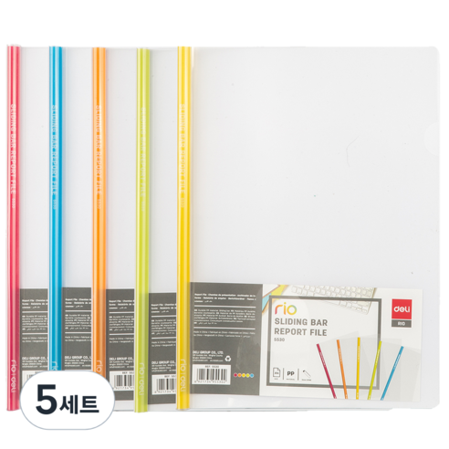 델리 칼라 라운드 A4 쫄대파일 5종 세트 E5530, 블루, 그린, 오렌지, 레드, 옐로우, 5세트