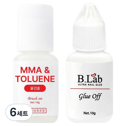 뷰랩 아르스 뷰랩 브러쉬 온 글루 10g + 글루 오프 10g 세트, 6세트, 무색, 투명