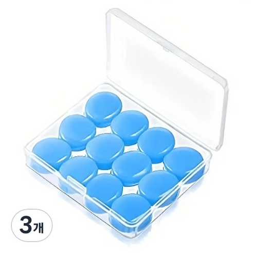 리빙헤븐 소음차단 자유자재 실리콘 수면 귀마개 ED-05 블루, 3개, 12개입