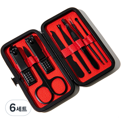 칼리오페 발톱 손톱깎이 8종 세트, 6세트, 블랙 + 레드