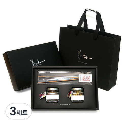 꽃보다차 아담한 꽃차 2종 선물세트, 목련꽃 1.5g + 생강나무꽃 3g + 차집게 + 쇼핑백, 3세트