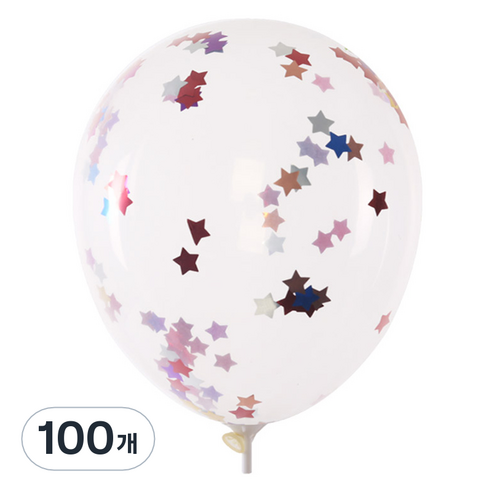 컨페티풍선 30cm, 별 레인보우, 100개