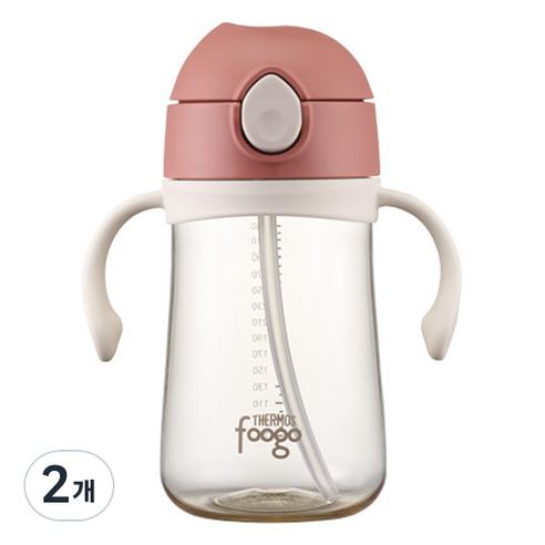 푸고 프리미엄 뉴트럴 시리즈 유아용 PPSU 빨대컵 380ml, 2개, 핑크
