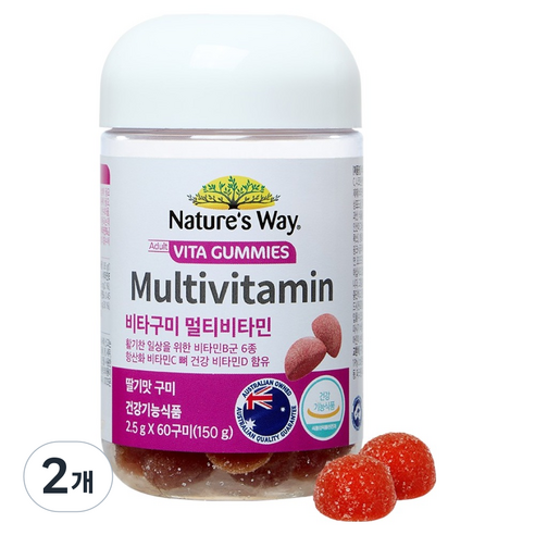 네이처스웨이 비타구미 멀티비타민 딸기맛 150g, 60정, 2개