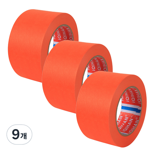 iQIHAN 다다 칼라 마스킹 테이프 40mm x 20m, 주황, 9개