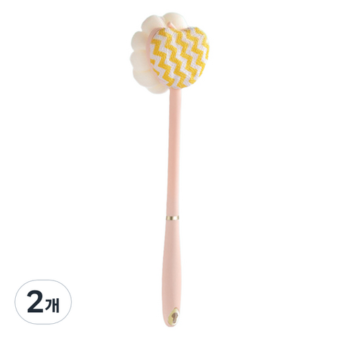 째째마켓 양면 긴손잡이 목욕브러쉬 샤워볼 + 때밀이 HDT-1, 핑크, 2개, 1개입