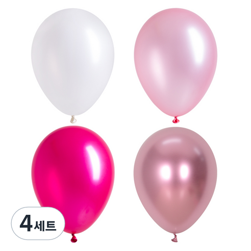 셈퍼텍스 풍선 30cm 30p 세트, 펄화이트, 펄라이트핑크, 펄푸치샤, 리플렉스 핑크, 4세트
