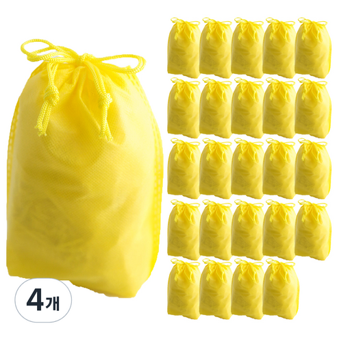부직포 복주머니 더스트백 10 x 19 cm 25p, 옐로, 4개