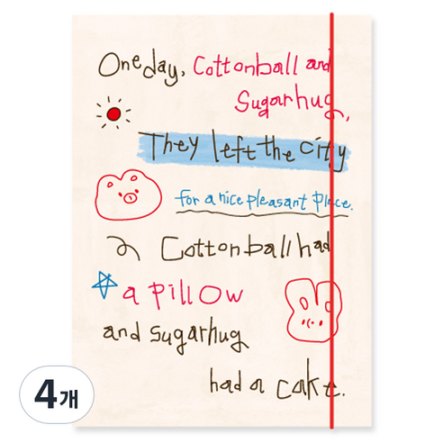 모노라이크 언매치드 프렌즈 하드 커버 바인더 A5 6공, 04  Doodle Ivory, 4개
