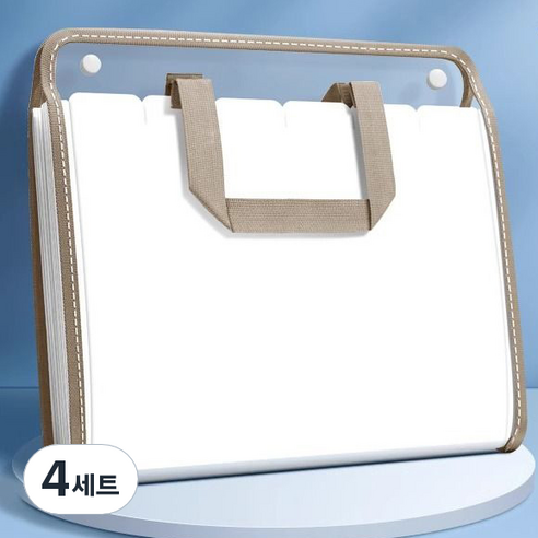 올인셀 다용도 가로 아코디언 파일 13칸 A4 + 스티커 세트, 브라운(파일), 4세트