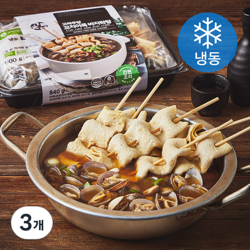 고래주방 꼬치어묵 바지락탕 (냉동), 840g, 3개