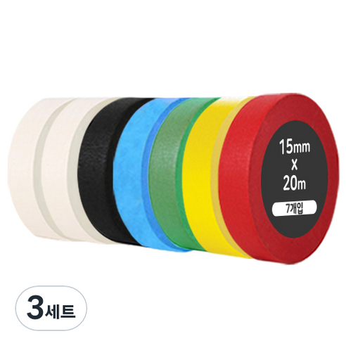 iQIHAN 다다 레인보우 마스킹테이프 7개입 15mm x 20m, 혼합색상, 3세트