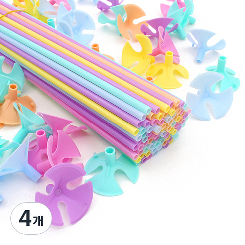 마켓감성 마카롱 풍선 홀더 핸드 스틱 42cm 100p, 랜덤발송, 4개