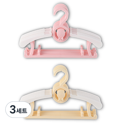 잇곰 미끄럼방지 아동용 옷걸이 2종 x 5p 세트, 옐로우, 핑크, 3세트