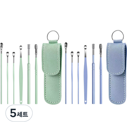 모나코올리브 손맛중독 귀이개 6종 파우치 세트 민트 + 블루, 5세트