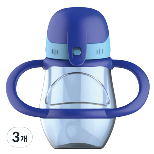 버즈 흘림방지 양손 빨대컵 300ml, 블루, 3개