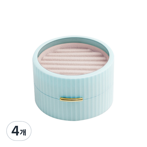 북유럽 원형 귀걸이 반지 보석함 블루, 4개
