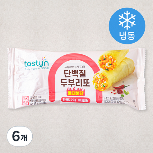 테이스틴 단백질 두부리또 로제불닭 (냉동), 130g, 6개