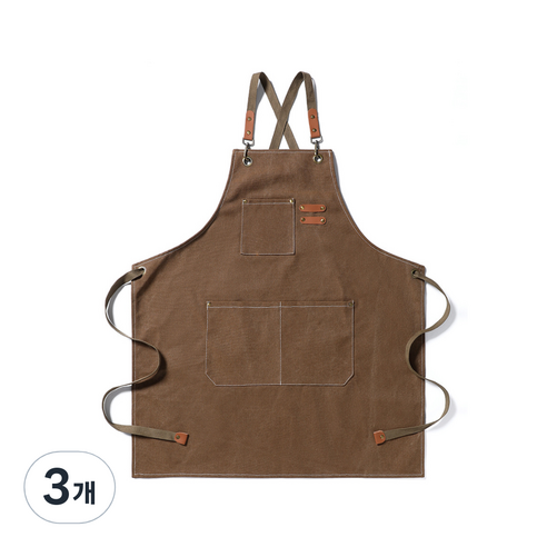 금깨비 바리스타 앞치마, 브라운, 3개