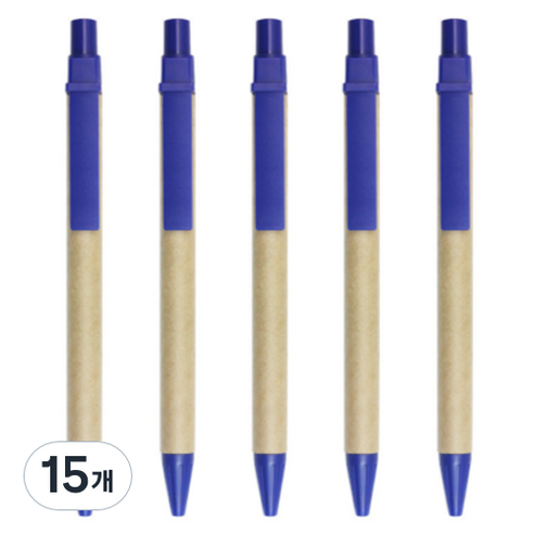 꼬까 크라프트 스틱 스냅 볼펜 1.0mm, 블루, 15개