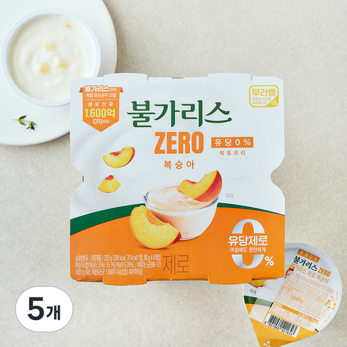 불가리스 제로 복숭아 4개입, 320g, 5개