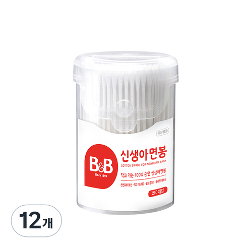 비앤비 신생아 면봉, 210개입, 12개