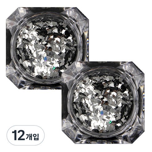 이코디 다이아몬드 네일글리터 1mm, 실버, 12개입
