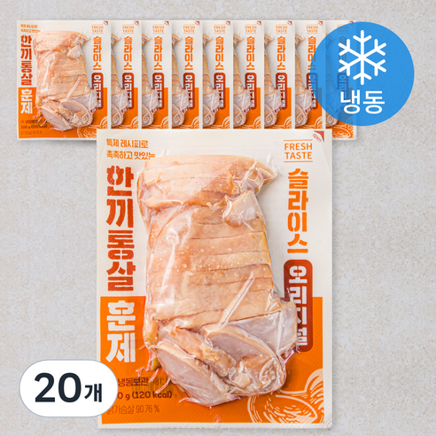 한끼통살 훈제 슬라이스 오리지널 닭가슴살 (냉동), 100g, 20개