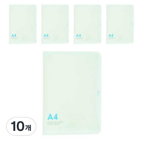 에코청운 PP 뉴 칼라 지퍼 화일 A4, 연두, 10개