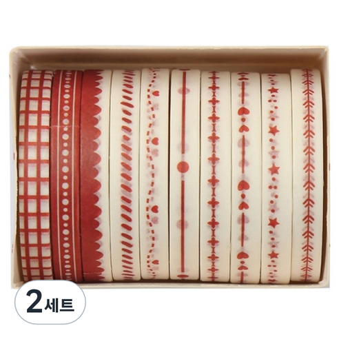 셀링뉴 아트스핀 울타리 다꾸 마스킹 종이 테이프 10종 세트 5mm x 2m, 사랑, 2세트