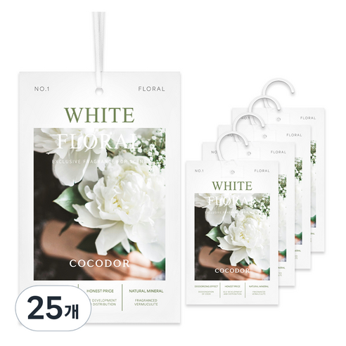 코코도르 퍼퓸 샤쉐 옷장 방향제 L 화이트 플로랄 본품, 20g, 25개