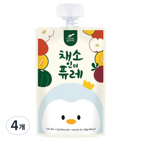 리틀스푼 채소 인 더 퓨레, 혼합맛(사과/단호박/비트), 100g, 4개