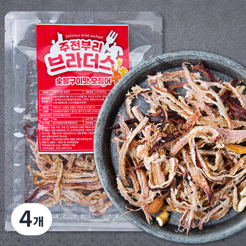 주전부리 브라더스 숯불구이맛 오징어, 70g, 4개