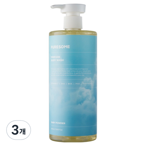 퓨어썸 아크네 퍼퓸 바디워시 베이비 파우더, 500ml, 3개