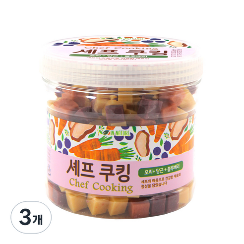 퍼피아이 셰프 쿠킹 강아지 간식, 오리 + 당근 + 블루베리 혼합맛, 400g, 3개