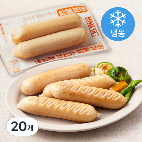 한끼통살 닭가슴살 더블 소시지 훈제맛 (냉동), 100g, 20개