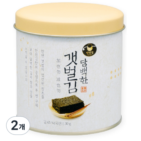 만전김 담백한 갯벌김 캔, 30g, 2개