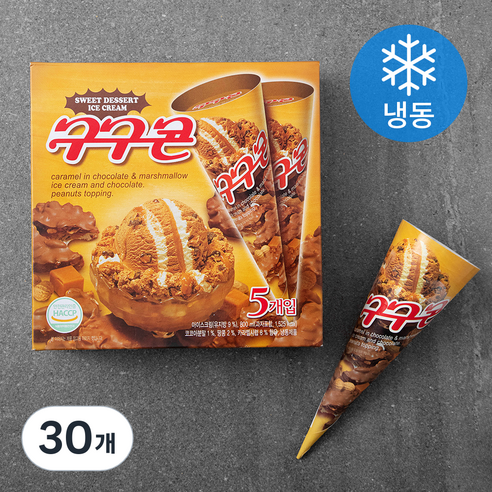 롯데웰푸드 구구 콘 아이스크림 (냉동), 160ml, 30개