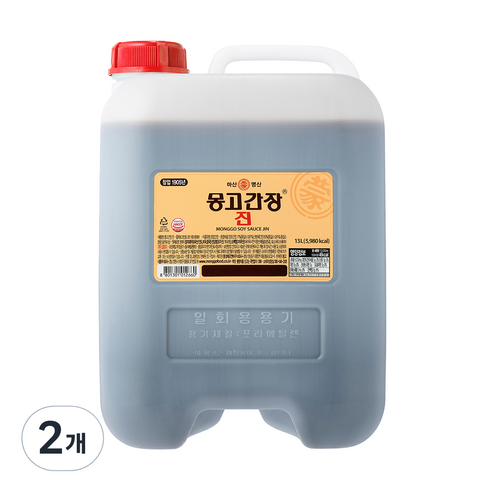 몽고식품 마산 몽고 진간장, 13L, 2개