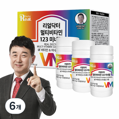 리얼닥터 멀티비타민 123 미네랄, 60정, 6개