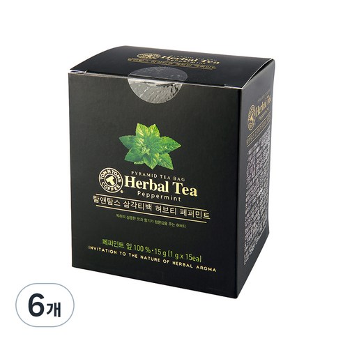 탐앤탐스 삼각티백 허브티 페퍼민트, 1g, 15개입, 6개