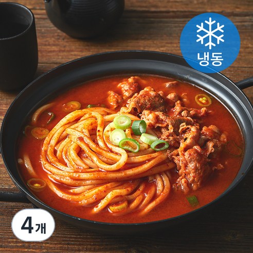 푸딩프렙 얼큰 우삼겹 우동나베 (냉동), 460g, 4개