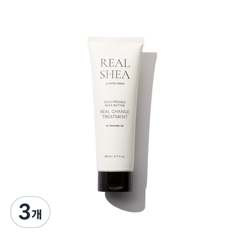 레이티드그린 리얼시어 콜드프레스 시어버터 리얼 체인지 헤어트리트먼트, 240ml, 3개