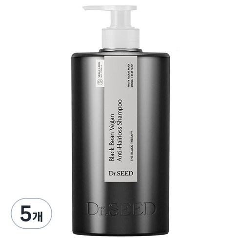 닥터시드 블랙빈 비건 안티헤어로스 탈모 샴푸 프룻티 플로럴 머스크향, 1L, 5개