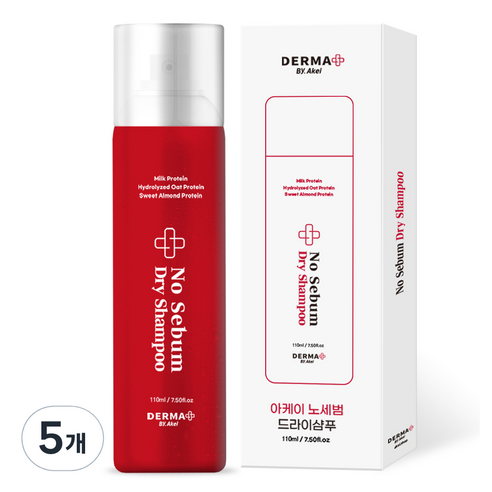 아케이 더마 노세범 드라이샴푸 휴대용 우디머스크향, 110ml, 5개